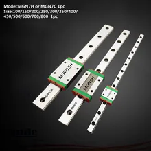MGN7 CNC 7mm miniature linear rail guide MGN7C L100 - 600 mm MGN7C linear block carriage or MGN7H narrow carriage cnc part 15mm linear rail guide mgn15 length 450mm with mini mgn15h c linear block carriage miniature linear motion guide way