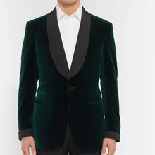 Популярный стиль на одной пуговице темно-зеленый бархатный Жених Смокинги друзей жениха Мужские свадебные костюмы для выпускного вечера Жених(куртка+ брюки) K: 1101