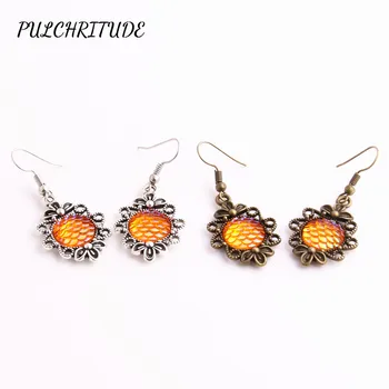 

PULCHRITUDE Metal Alloy 12pcs Fit Round 12mm Cabochon Base flower shape Earring Back Pendant fish Scale Cameo Diy Jewelry C1504