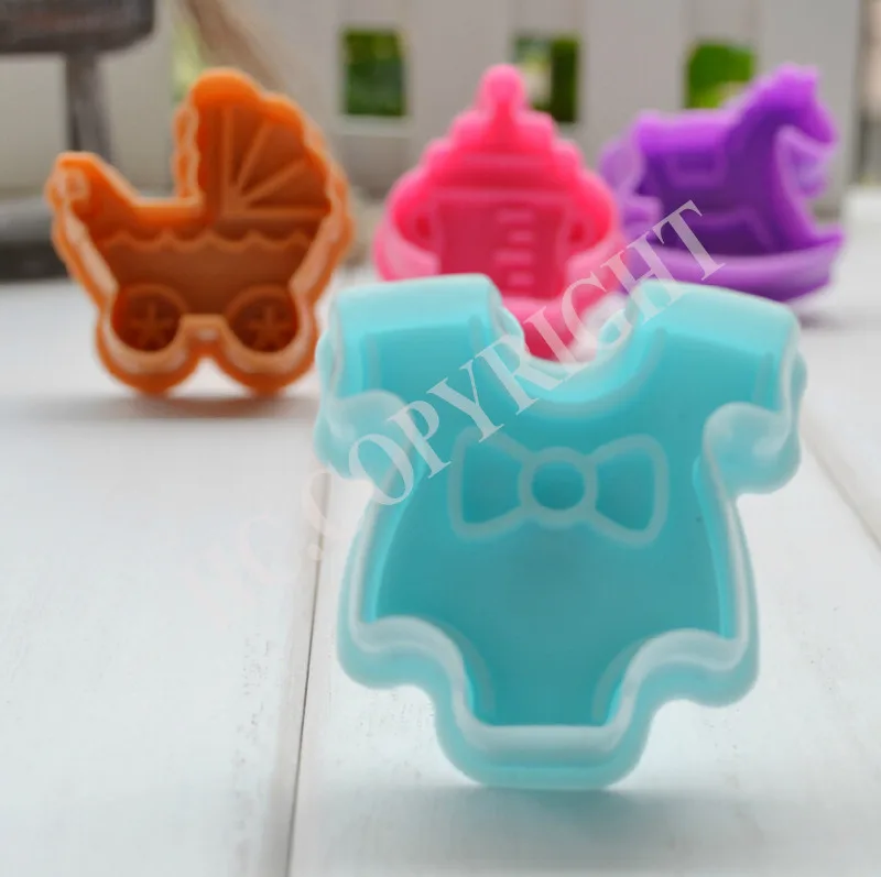 3D милая детская серия DIY форма для печенья 4 шт. бутылочка для кормления качалка Лошадь детская Багги форма для печенья прессование помадка форма для выпечки