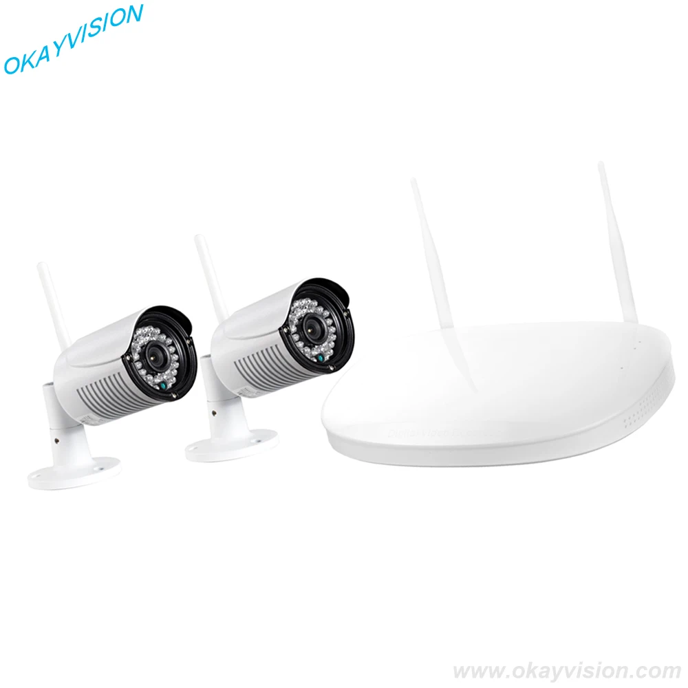 CCTV Системы 720 P 2ch HD Беспроводной NVR комплект Открытый ИК Ночное видение ip Камера Wi
