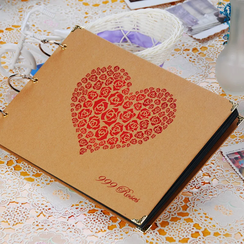 10 дюймов сердце Бумага наклейки Скрапбукинг фотоальбомы с отрывными листами Семья самоклеящаяся ручной работы Тип свадебные подарки на день рождения