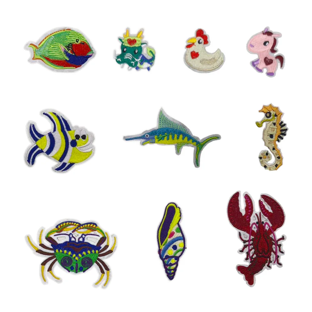 

YITUN 10pcs Sea Marine Organism Iron on DIY Embroidery Patches for Cloth Clothing Bag Jacket Badge Applique
