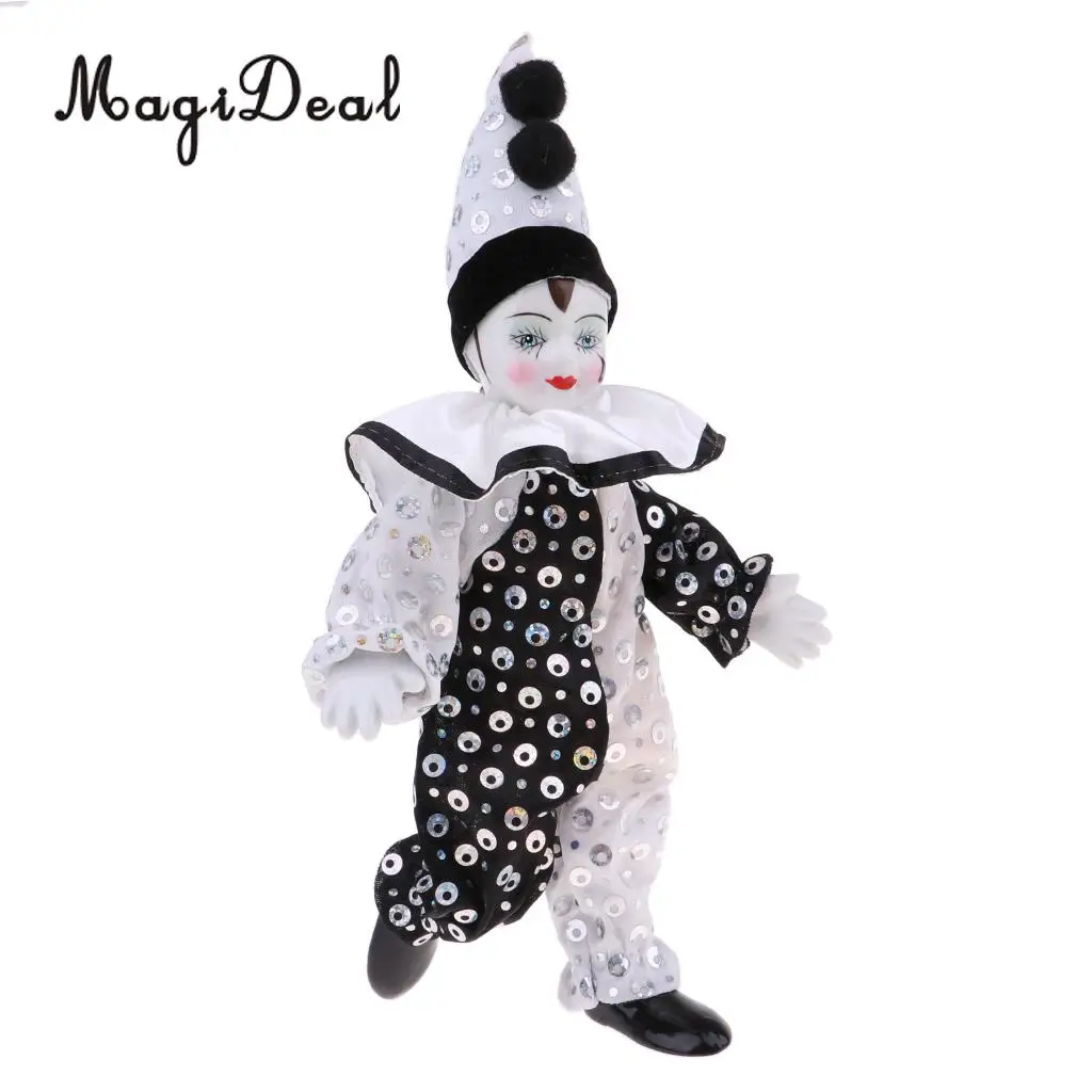 23cm Funny Clown Man Wearing High-grade Brocade Clothes Figure Doll Toy Xmas Party Decoration  Polka Dots