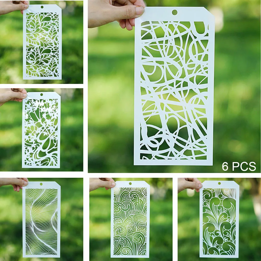 

6 PCS 12*24 cm Seamless Stencil for Scrapbooking Painting album Paper Card Making Craft Decorative Embossing Template