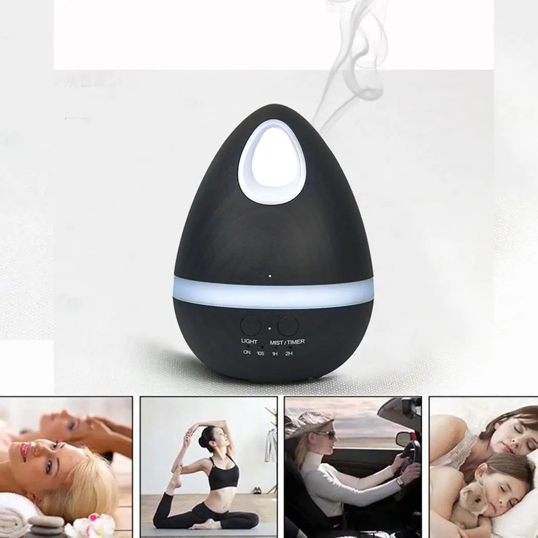 

200ml Ultrasonic Air Humidifier Aroma Essential Oil Diffuser Car USB Humidifier Mist Fogger Maker Home LED Night Light Wood