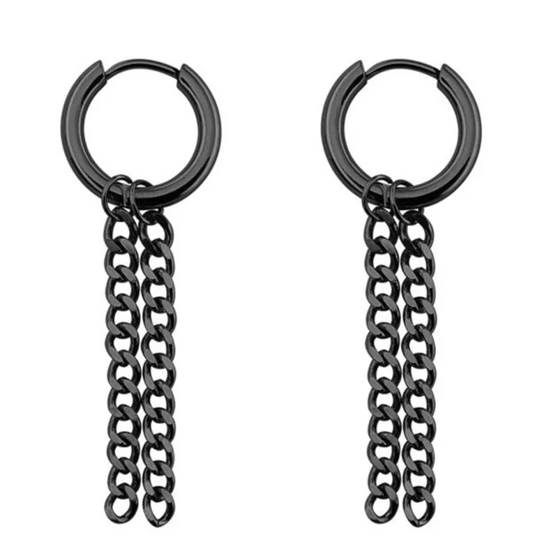 

1pcs Punk Style Tassel black Earrings For Men Women Korea JIMIN Stud Earrings Statement Jewelry Exquisite Gift Wholesale