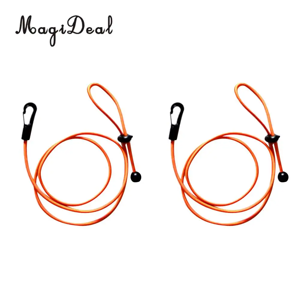 MagiDeal 2 Pieces 1.2m Elastic Kayak Paddle Leash Bungee Fishing Rod Lanyard Orange/Coffee