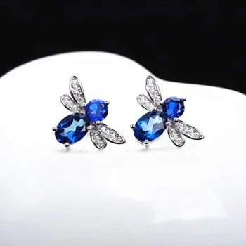 

wholesale new-designed animal white rose gold 925 sterling silver natural blue topaz stud earrings for women anniversary