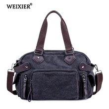 WEIXIER Красивая холщовая Мужская короткая походная длинная сумка на молнии высокое качество модная мужская многофункциональная вместительная сумка