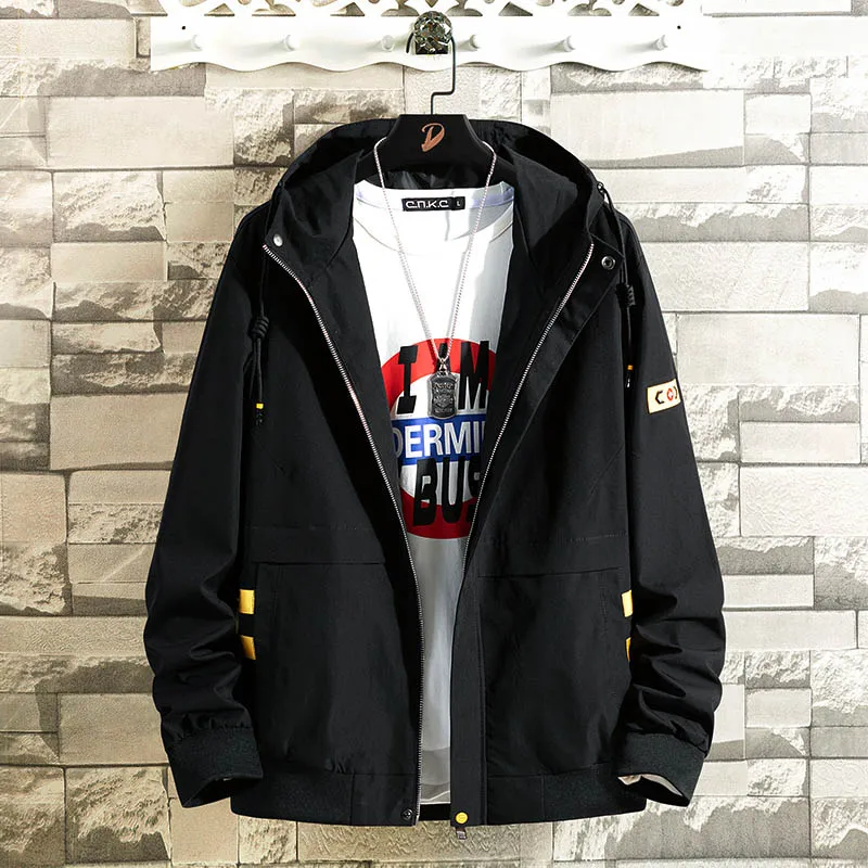 

AIRGRACIAS Hooded Jacket Men Jacket Solid Color Jacket Fashion Sportswear Casual Jacket MenS Hip Hop Streetwear 2019 New