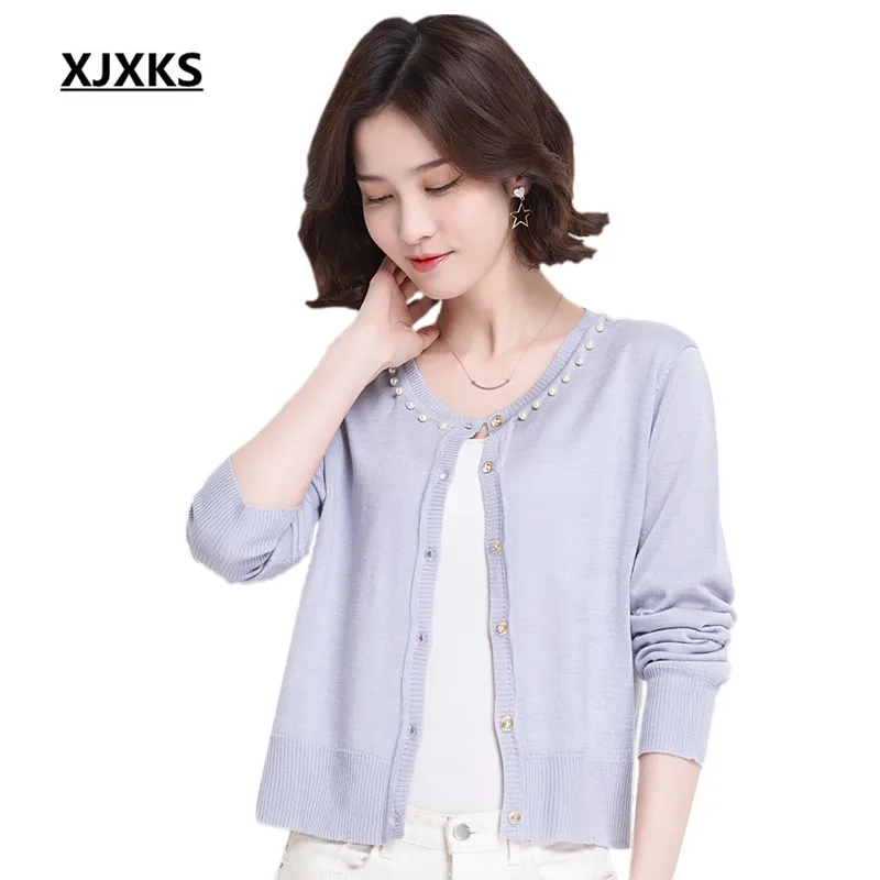 

XJXKS Women Spring Small Cardigan Womens Sweaters 2018 Star Knitted Sweater High Quality Thin Soft Cardigans