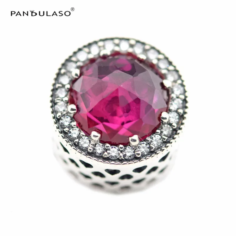 

925 Sterling silver beads Radiant Hearts Cerise Crystal & Clear CZ Fits Silver Charms Bracelets & Necklaces For Women DIY
