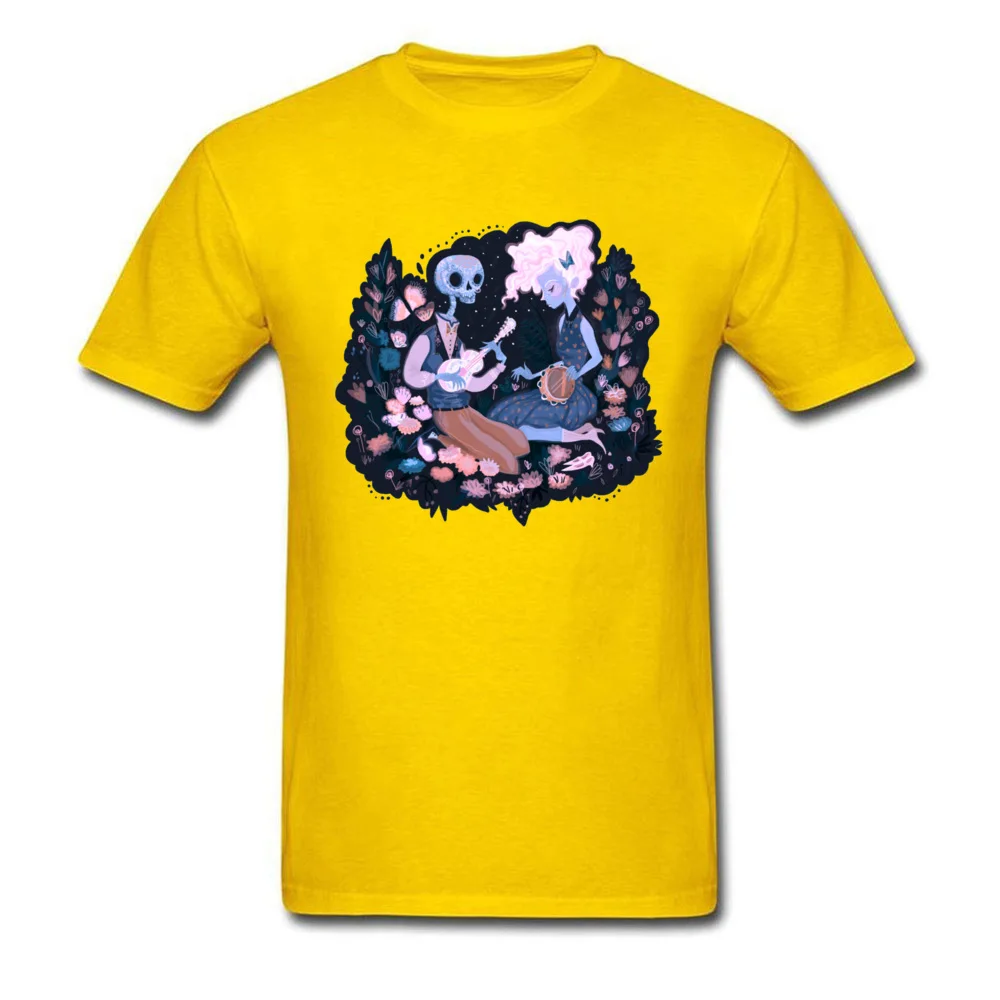 Normal Cool Short Sleeve Tops T Shirt Father Day Crew Neck 100% Cotton Male T Shirts Cool Tops Shirt Cute Top Quality Rhythm of Grief Day of the Dead 14883 yellow