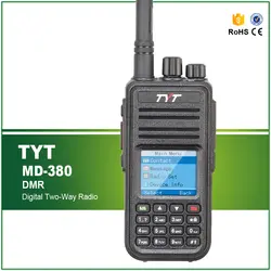 Оригинал UHF DMR Walkie Talkie MD-380 цифровой протокол ETSI TS 102 361-1-2-3 TYT трансивер с программой кабель программное обеспечение