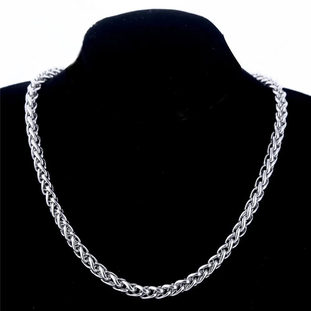 Мужское ожерелье плетеная цепочка из нержавеющей стали для мужчин серебряного цвета панк мужские ювелирные аксессуары