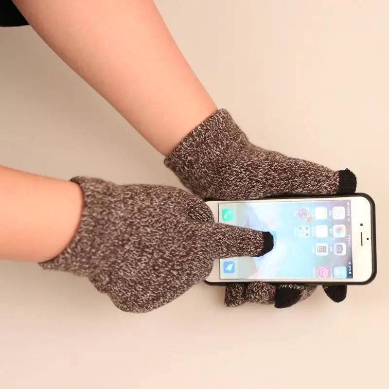 Зимние перчатки для взрослых с сенсорным экраном, зимние теплые мягкие вязаные кашемировые перчатки для девочек, модные мужские и женские утепленные перчатки, 4 цвета