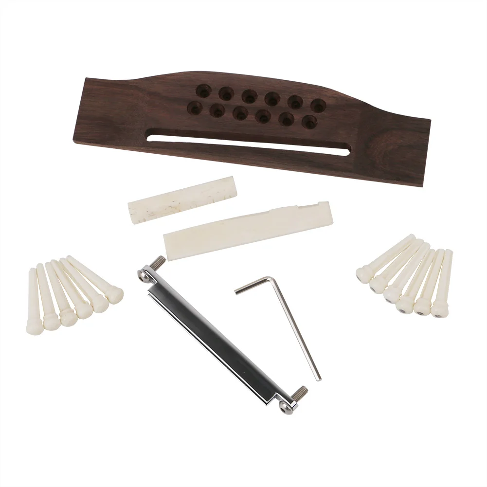 1 Kit Classical Guitar Bone Nut Saddle Rosewood Bridge 12PCS Bridge