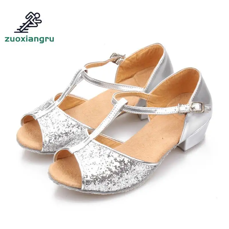 

Zuoxiangru Women/Girls Latin Ballroom Dance Shoe Low Heel Kids/Adult Rumba Tango Samba Indoor Modern Dance Shoes Sandals