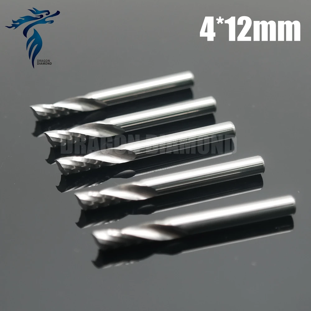 

10pcs Carbide CNC Milling Cutters Tools Single Flute Spiral Bit Router End Mill CED 4mm CEL 12mm