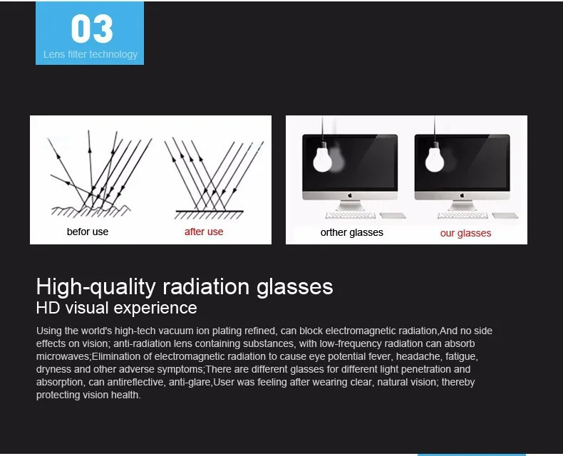 Вольфрам-карбоновые очки для работы за компьютером. Очки против усталости глаз, защищают от радиации. Оправа 13028, очки