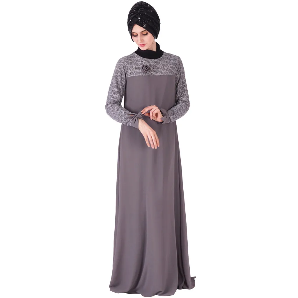 Мусульманская одежда s-l2 мусульманское женское кафтан исламское Макси платье с длинным рукавом арабский джилбаб абайя одежда подарок для влюбленных дропшиппинг#0426 - Цвет: B