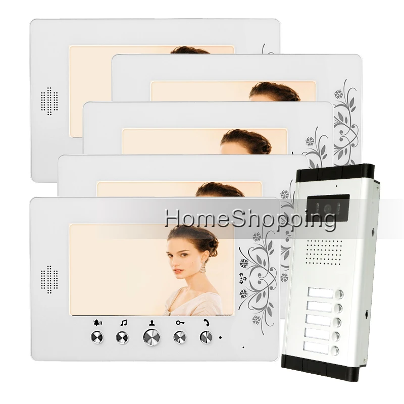 FREE SHIPPING New 7 Video font b Door b font Phone Intercom System 5 White Monitors