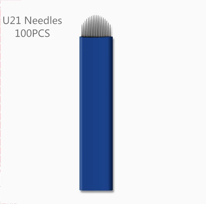 

Tattoo Needles 100 PCS 21 Pin U Shape Permanent Makeup Eyebrow Embroidery Blade U21 For 3D Microblading Manual Tattoo Pen
