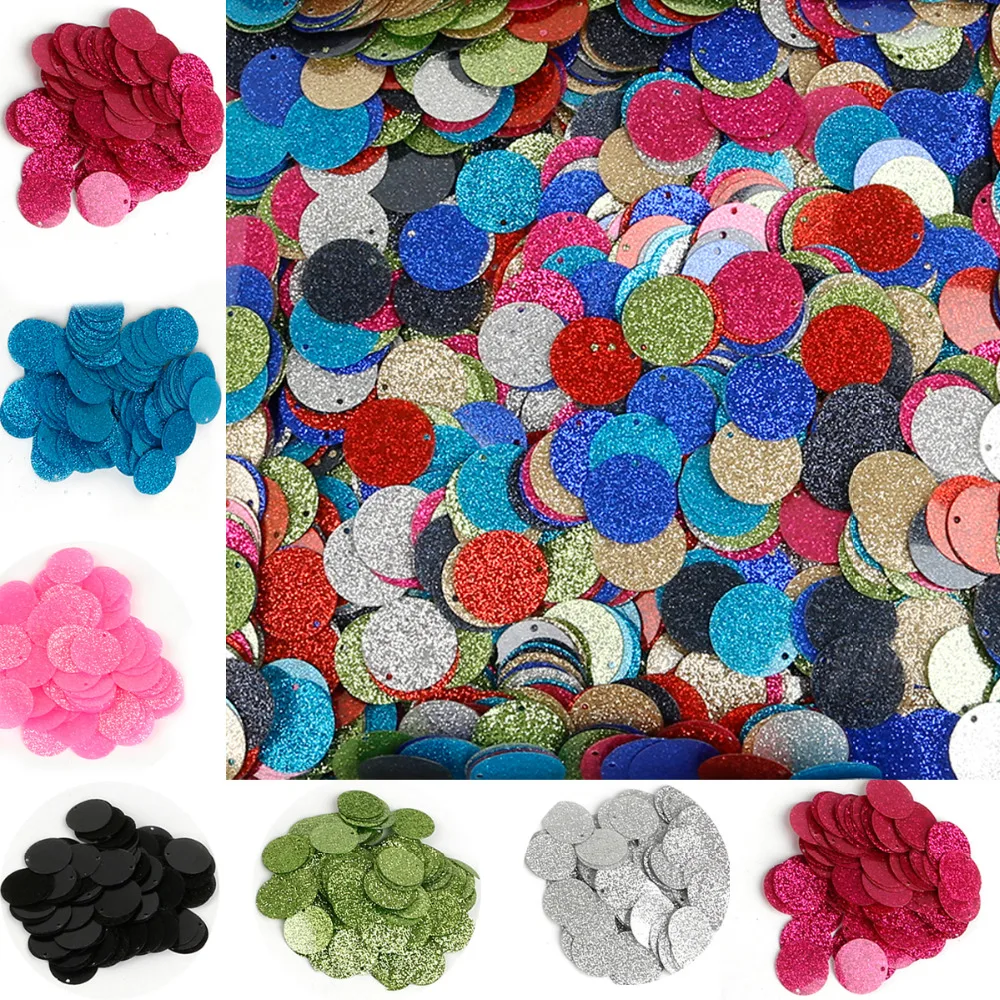 110Pcs PVC Flat Round Loose Sequins Paillettes Colorful 20mm Large