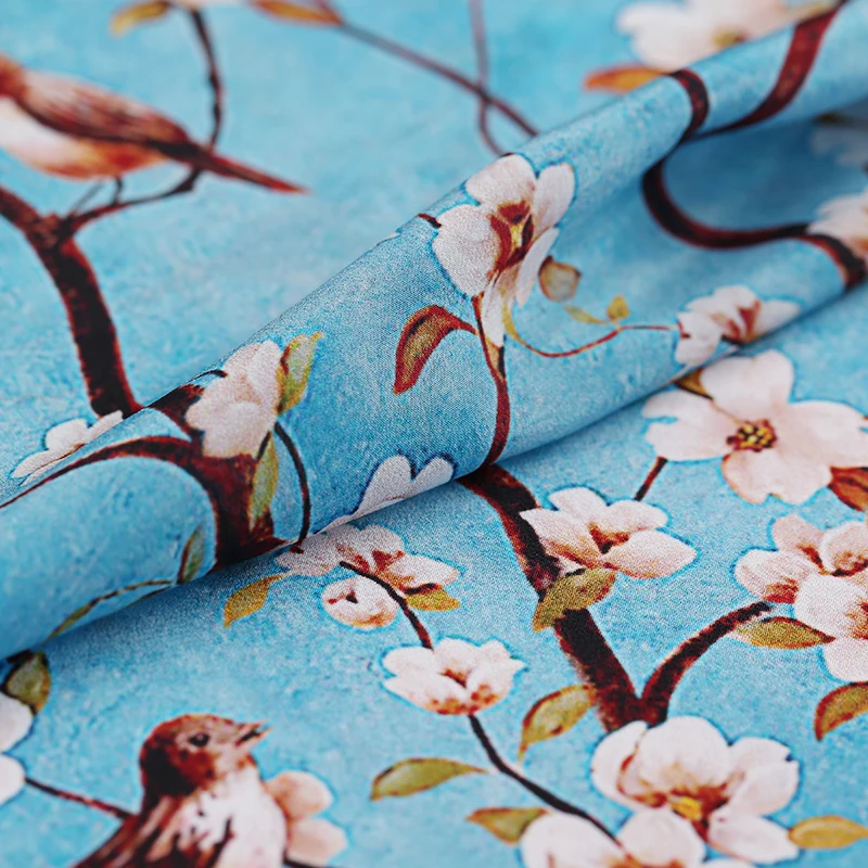Принт крепдешин шелковая ткань летняя дышащая шелковая ткань для платья мягкая китайская шелковая ткань шелковая ткань