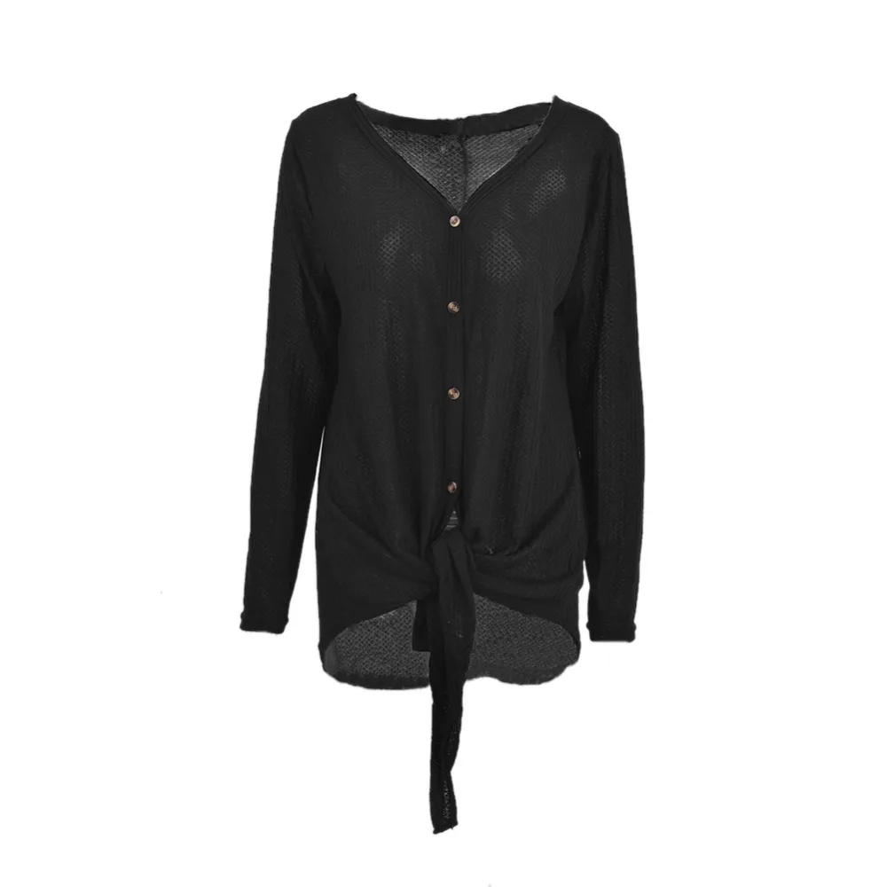 Women Casual long Sleeve v neck thin t shirt Top 2018 Spring New Open Stitch Cardigan Ladies Femme Jacket Outwear button tshirt 