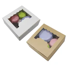 20 шт./лот крафт-бумага с окошком упаковочный пакет для выпечки фестиваль еды печенье Макарон картон для хранения доска коробка DIY подарки бумажная коробка