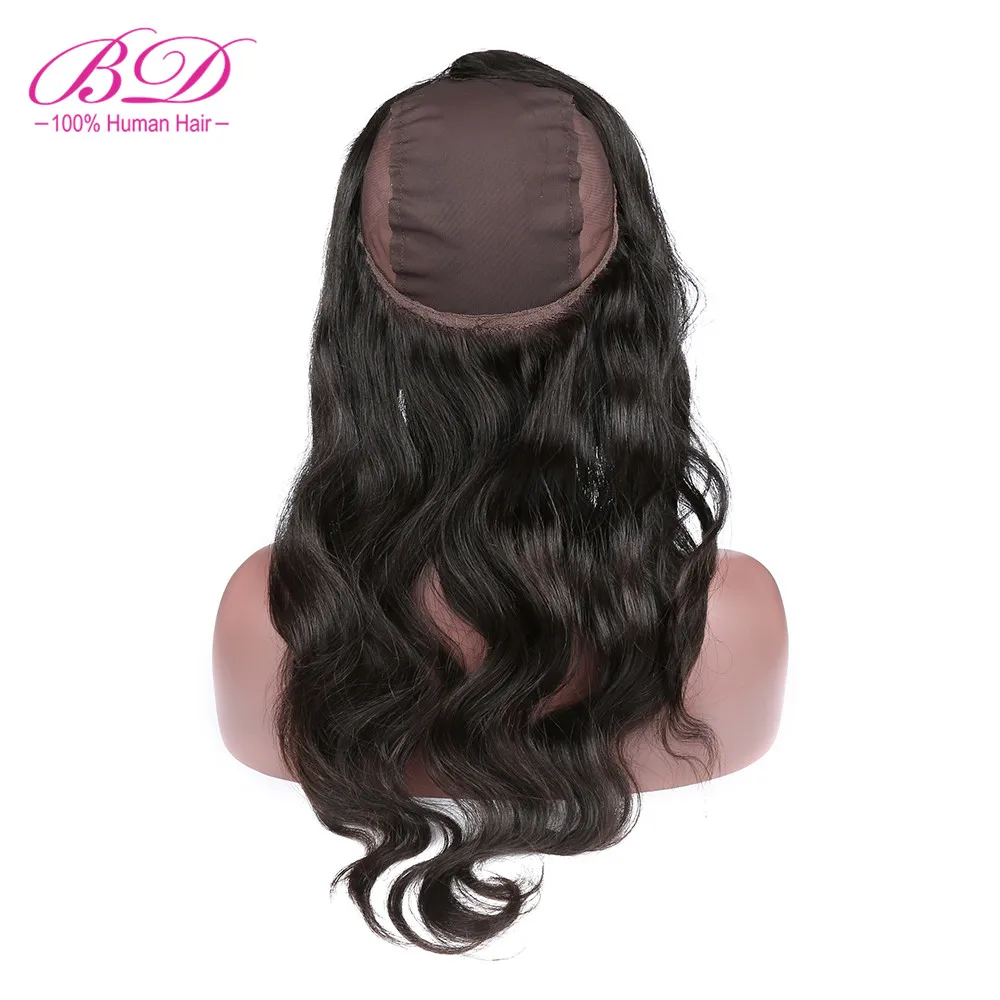 BD Hair 360 кружевная передняя часть с крышкой волнистые перуанские человеческие