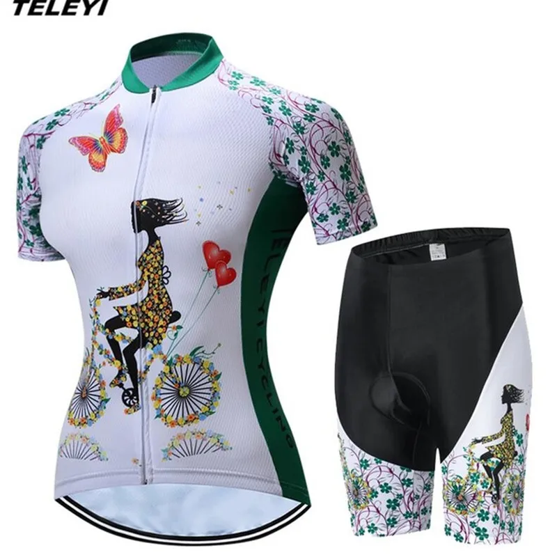 Green Cycling jersey MTB Bike Jersey bib shorts set Ropa Ciclismo