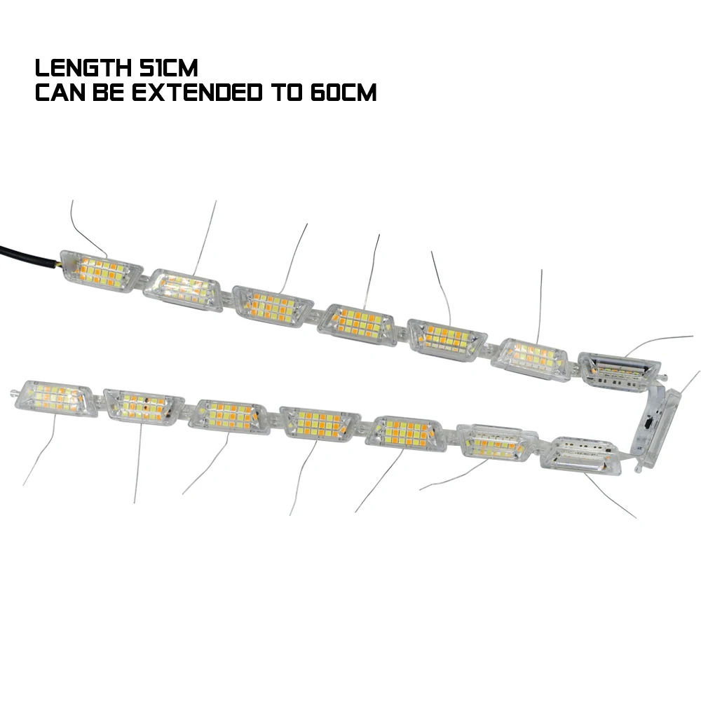 2 шт. DRL 15 светодиодный гибкий течёт водонепроницаемые полосы светильник DRL Дневной ходовой светильник сигнал поворота Ангел глаз белая передняя фара с янтарным светом