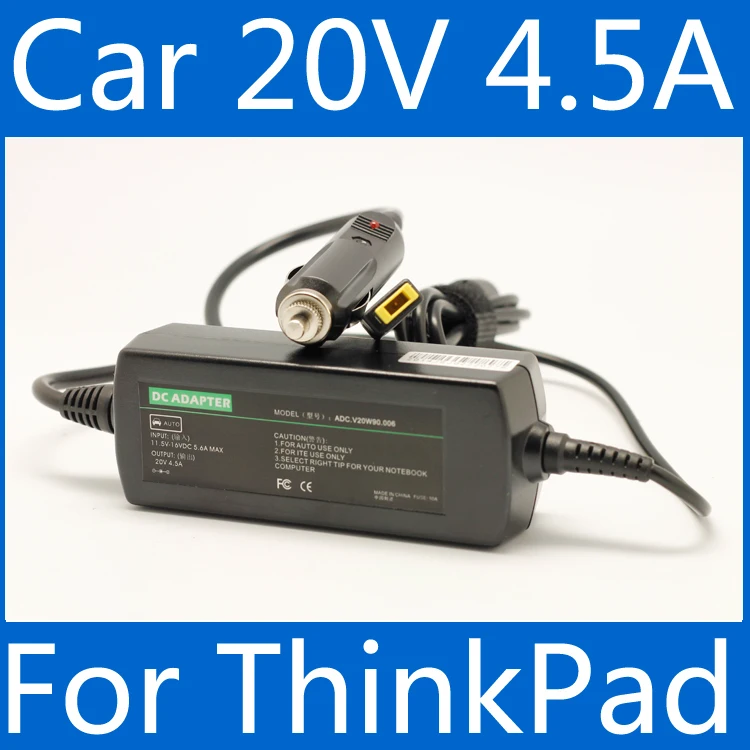 Laptop Car Charger 20V 4.5A For lenovo Thinkpad X1 carbon heli X240S