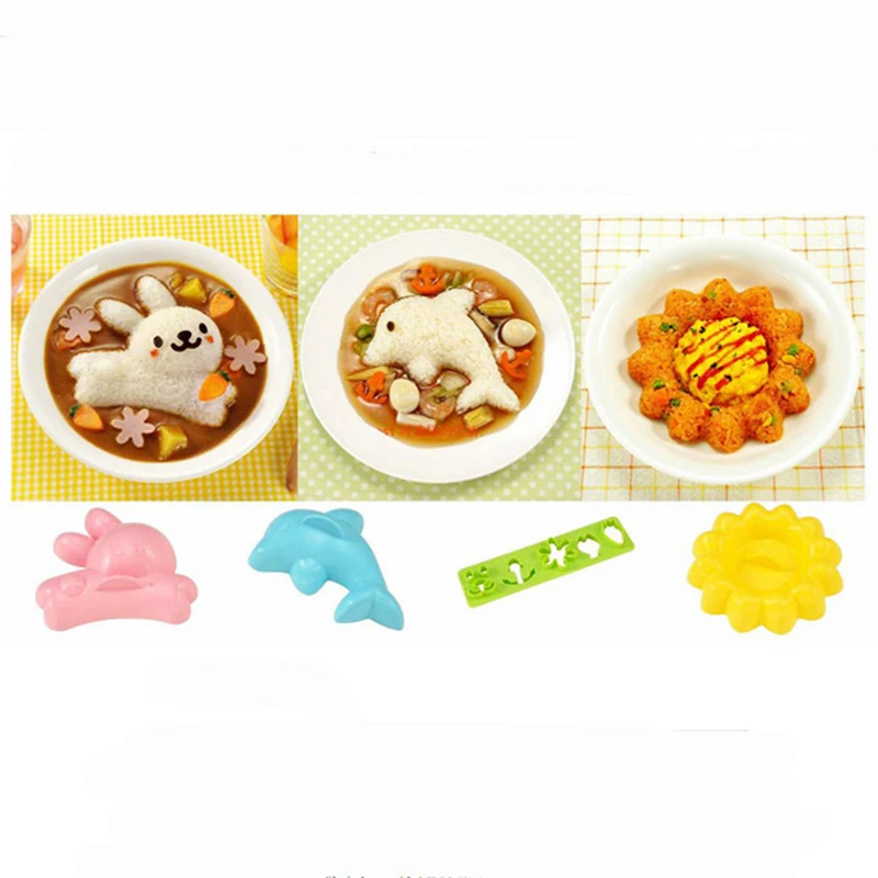 

Hot sale 4Pcs/lot Egg Sushi Rice Mold Bento Maker Sandwich Cutter Moon Cake Decorating Kitchen Tools Kids Breakfast D3