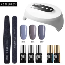 Modelones 8 шт./лот 36 Вт Светодиодная лампа Сушилка для ногтей набор инструментов профессиональная ультрафиолетовая лампа для маникюра Инструменты для дизайна ногтей 3 Цветной Гель-лак в комплекте