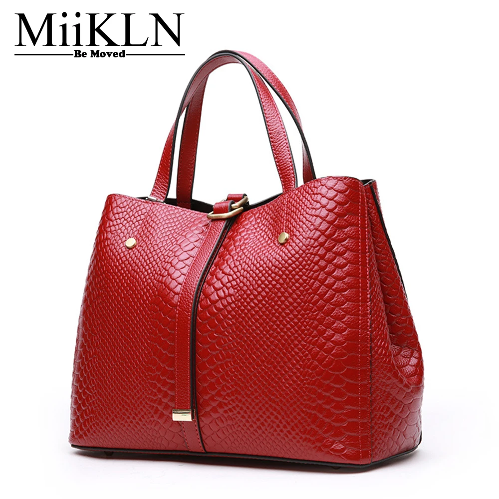 MiiKLN натуральная кожа женские сумки для 2017 мягкая кожаная сумка красный черный серый больше женская сумка большая Повседневная сумка
