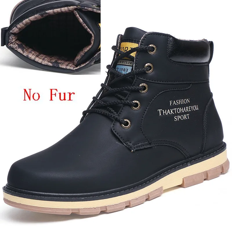 VANCAT/супертеплые Мужские Зимние ботильоны из искусственной кожи; мужские осенние Водонепроницаемые зимние ботинки; осенние ботинки для отдыха; мужская обувь - Цвет: black