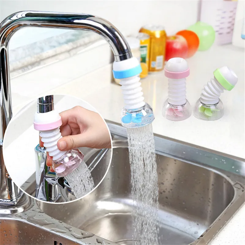 

Plastic Kitchen Faucet Water Filter Splash-proof 360 Degree Rotation Water Saving Sprinkler Head Scalable Water Tap Sprayers