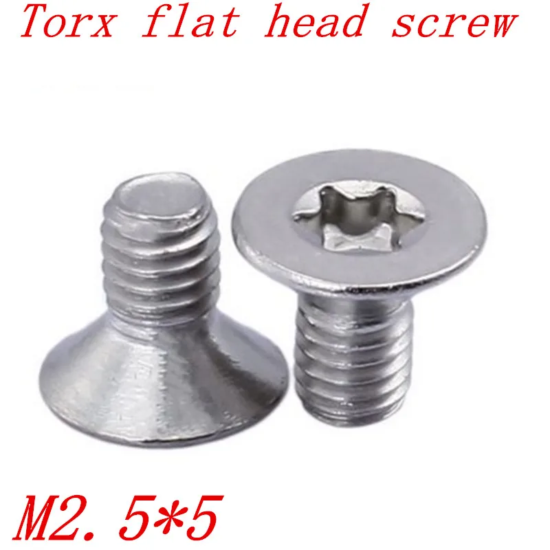 100Pcs M2.5*5 m2.5x5 torx flat countersunk head screw a2 stainless