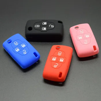 

car key Silicone rubber case cover shell for Peugeot 1007 Citroen C8 4 Buttons Remote Key Case Shell 10pcs/lot