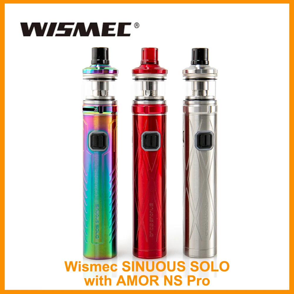 Оригинальный Wismec SINUOUS Solo комплект с Amor NS пластиковый бак 2300 мАч встроенный аккумулятор 2 мл емкость выход 40 Вт VS Sinuous P80 E-Cig