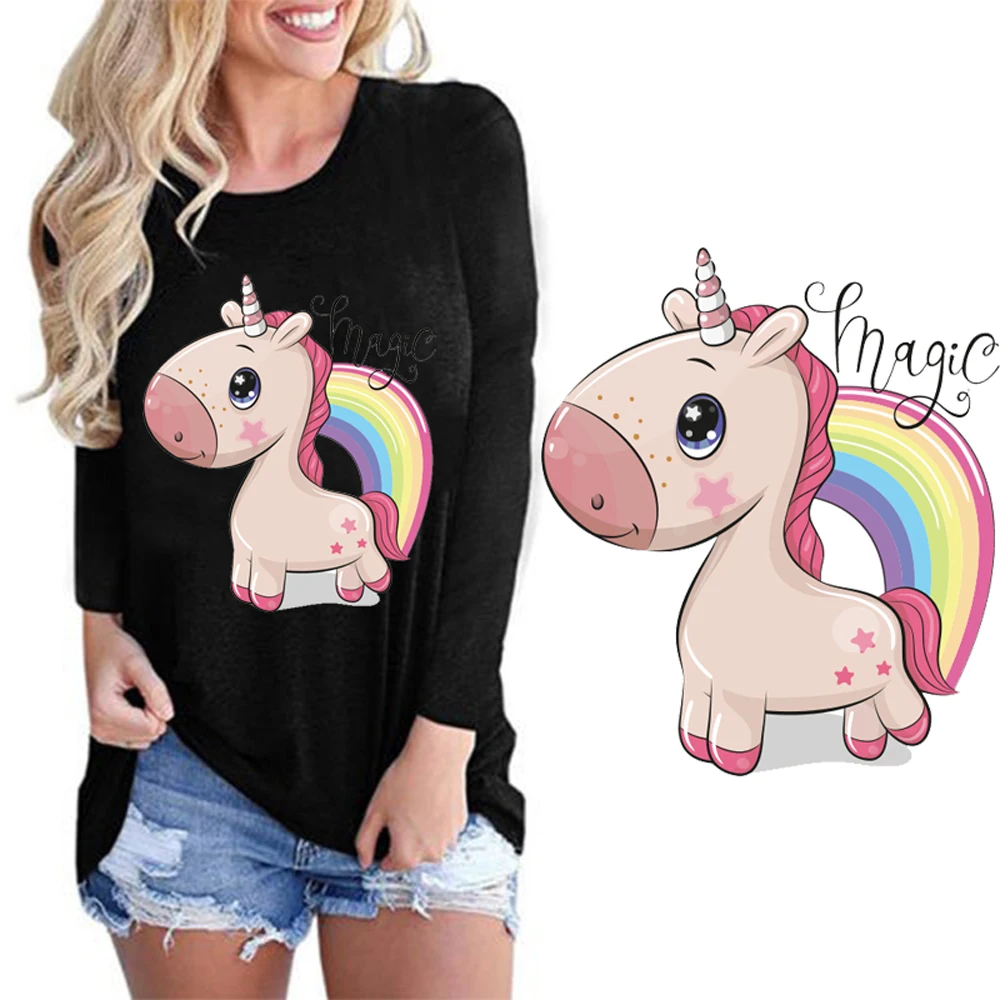 

Unicorn Heat Transfers Pvc Patch Stickers On Kids ClothesWashable Iron Stickers Patch DIY Decoration Easy By Household Irons
