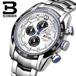 Швейцария Для мужчин смотреть люксовый бренд кварца Япония переместить Для мужчин t Наручные часы БИНГЕР часы хронограф Diver мужской glowwatch