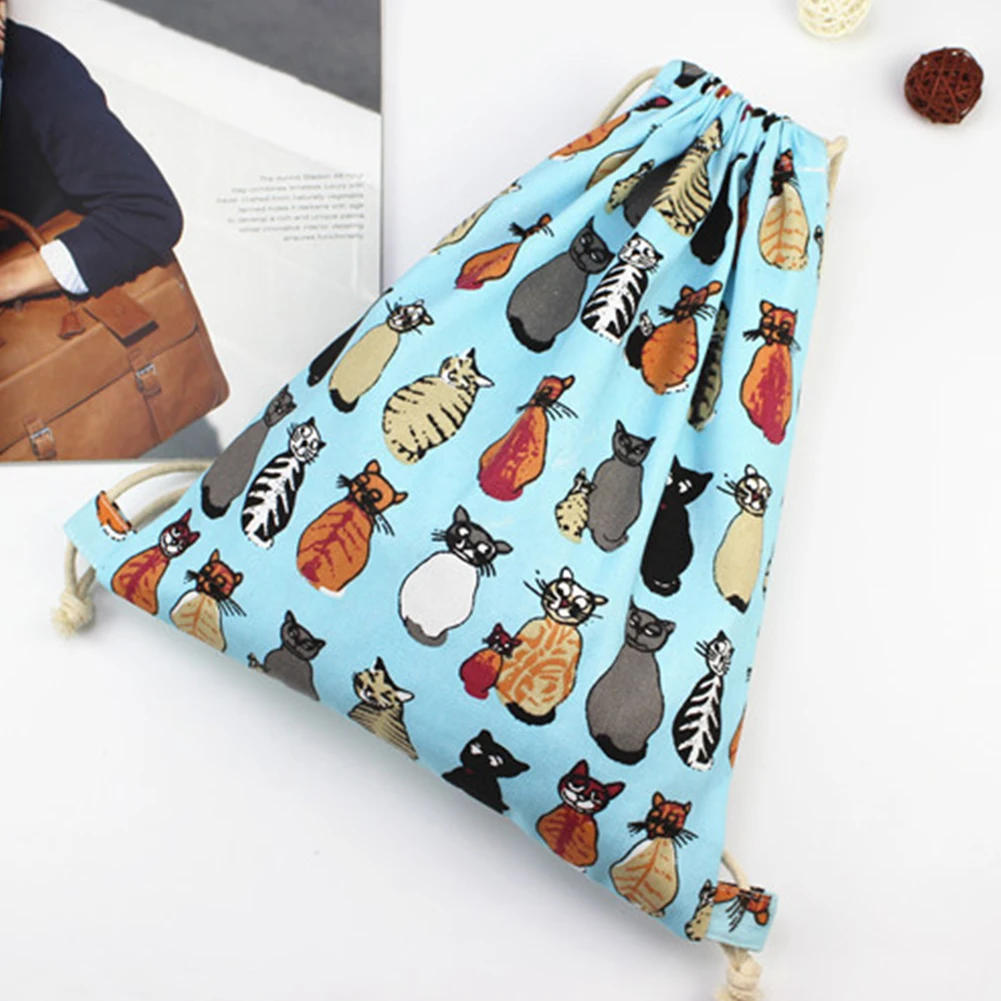 

1pc String Drawstring Backpack School Swim Gym, Tote Bag Canvas School Sport Pack(Elephant)