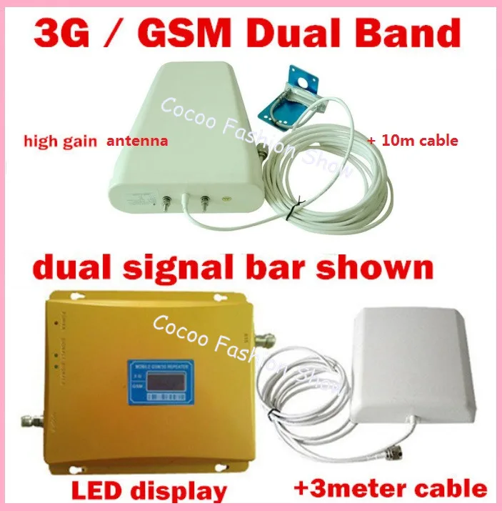 

Newest GSM 2G 3G LCD Signal booster ! Dual Band FDD 900 2100 Mobile Phone Repeater Amplifier Booster FULL SET