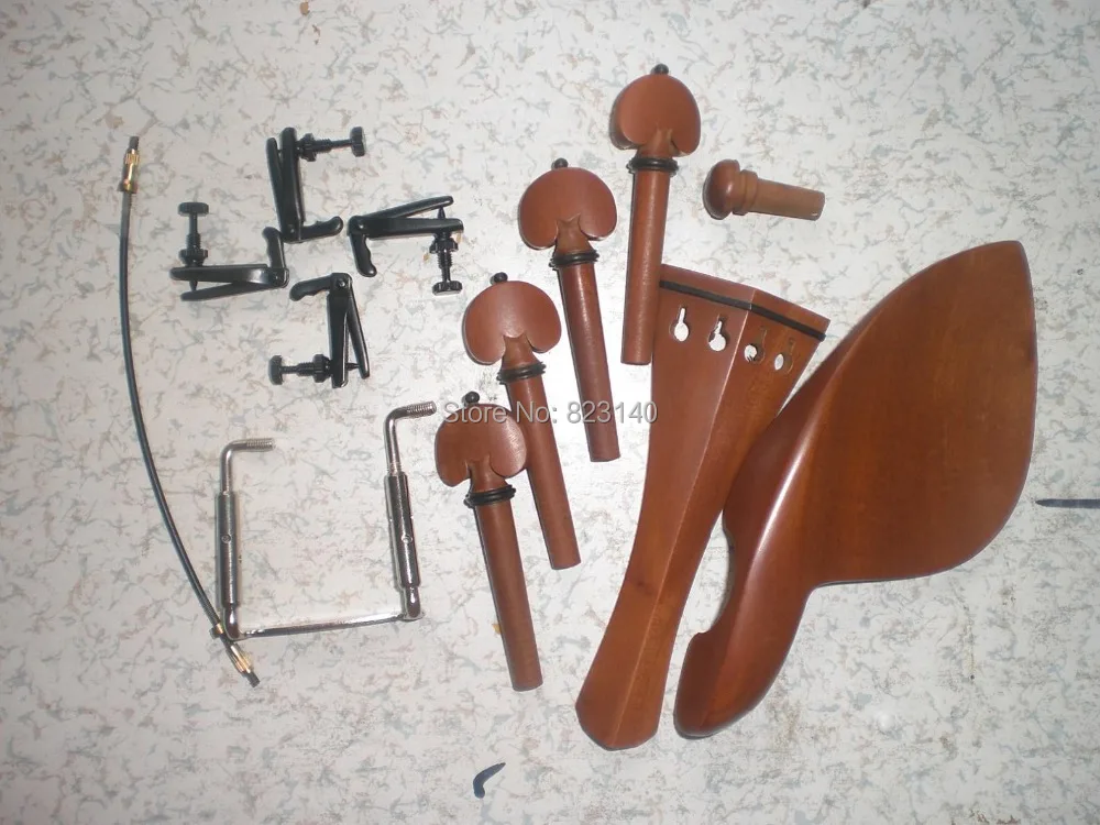 

5 Set Violin parts Jujube wood 4/4 with String Adjuster & tail gut and chin rest screw