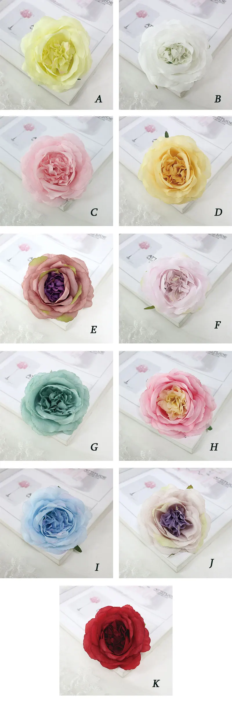 Flone Artificia Rose Flower Head 10cm Simulation Rose Flowers Fake Silk Flowers Wedding Home Party DIY Garland Decor Art (22)